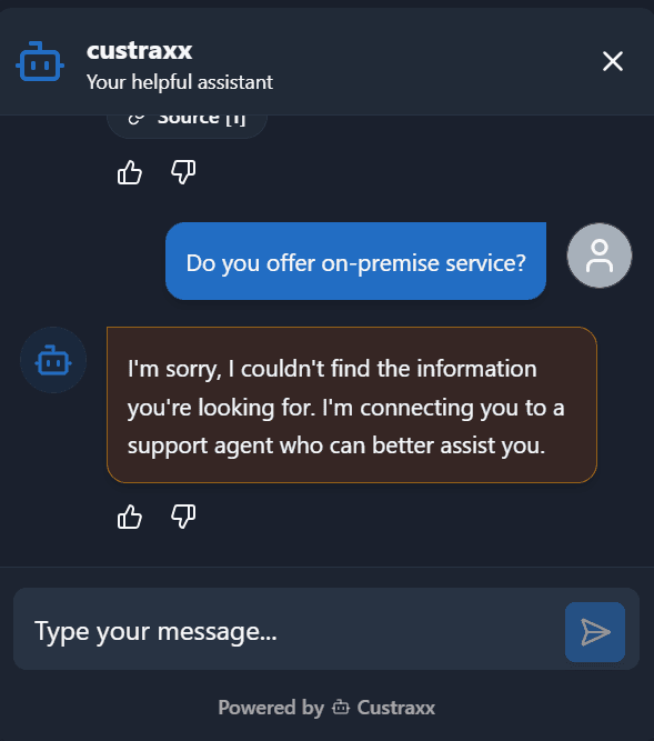 Custraxx chat interface
